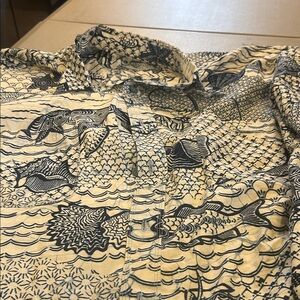 Source Unknown Blue and Cream Casual Button Down Short sleeve